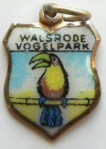 Lüneburg Heath GERMANY Walsrode Bird Park Vintage Silver Enamel Travel Shield Charm